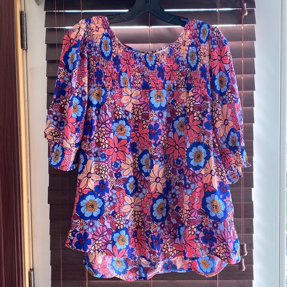 Bright Floral Flowy Blouse